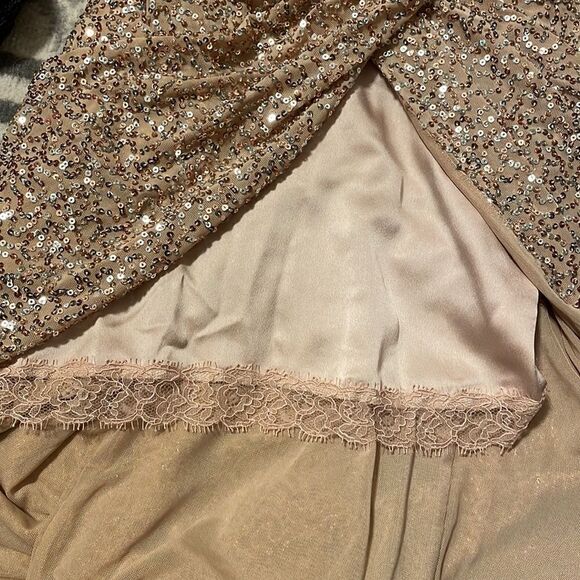 Jonathan Simkhai Speckled Sequin Wrap Dress in Gold - Picture 9 of 10